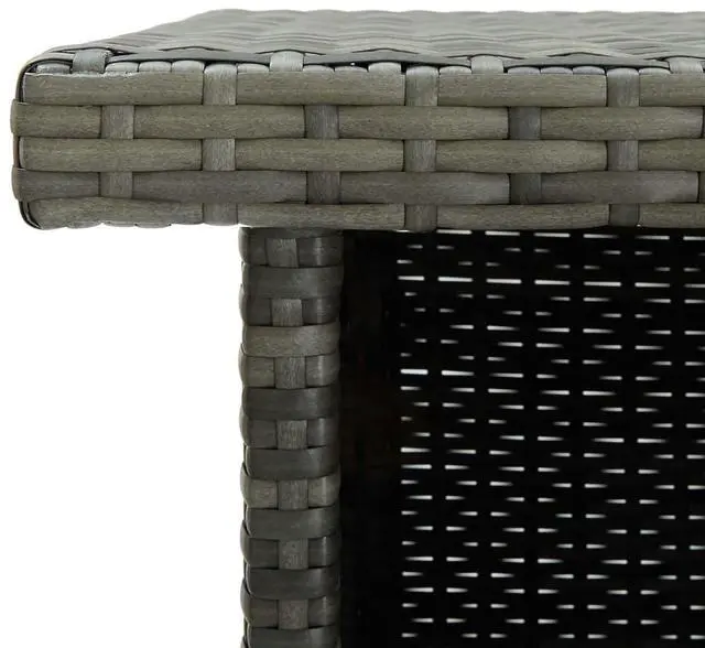 Alt view image 6 of 13 - vidaXL Corner Bar Table Gray Poly Rattan Dining Room Kitchen Counter Table