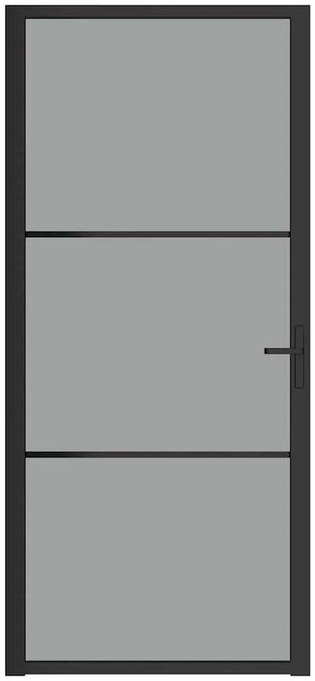 Alt view image 3 of 7 - vidaXL Interior Door Bathroom Bedroom 36.6"x79.3" Black ESG Glass and Aluminum