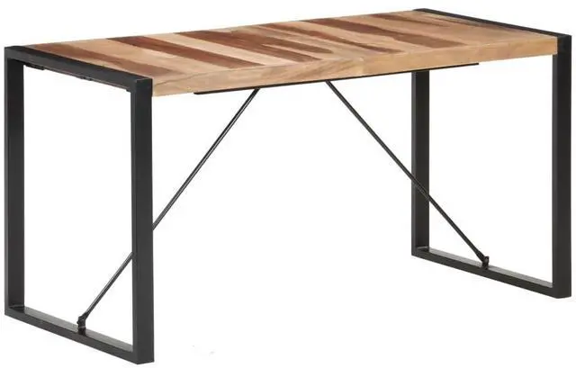 Alt view image 7 of 13 - vidaXL Dining Table 55.1"x27.6"x29.5" Solid Wood with Sheesham Finish