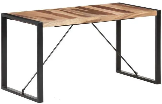 Alt view image 13 of 13 - vidaXL Dining Table 55.1"x27.6"x29.5" Solid Wood with Sheesham Finish