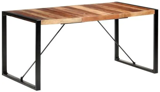 Alt view image 7 of 13 - vidaXL Dining Table 63"x31.5"x29.5" Solid Wood with Sheesham Finish