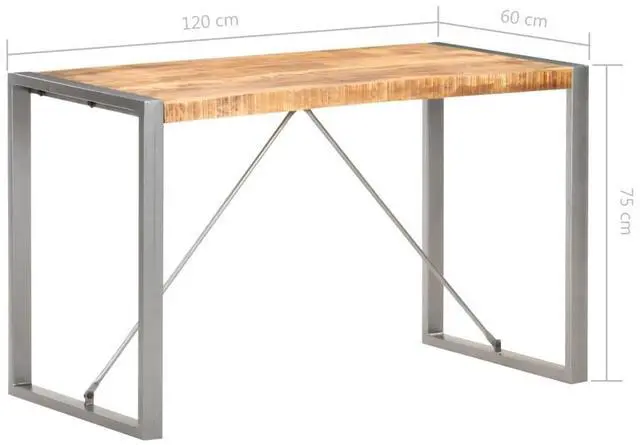 Alt view image 13 of 13 - vidaXL Dining Table 47.2"x23.6"x29.5" Solid Rough Mango Wood