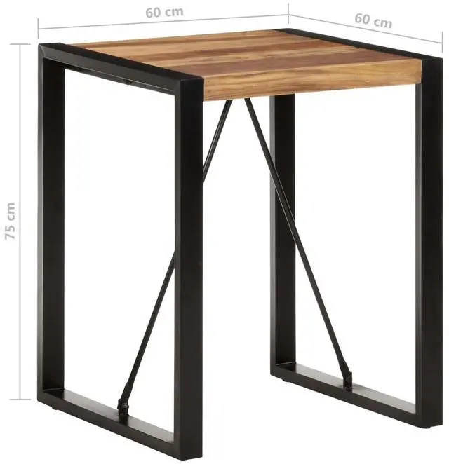 Alt view image 10 of 12 - vidaXL Dining Table 23.6"x23.6"x29.5" Solid Acacia Wood with Sheesham Finish