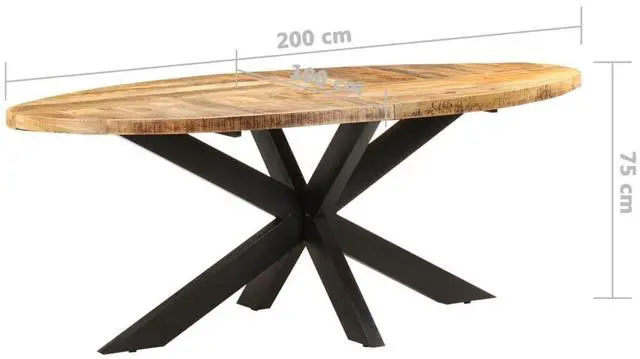 Alt view image 6 of 7 - vidaXL Rough Mango Wood Dining Table Oval Home Dinner Dining Bistro Table