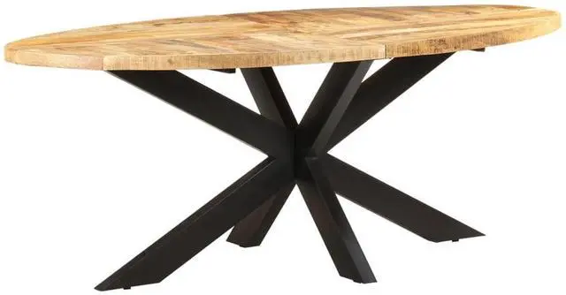 Alt view image 7 of 7 - vidaXL Rough Mango Wood Dining Table Oval Home Dinner Dining Bistro Table
