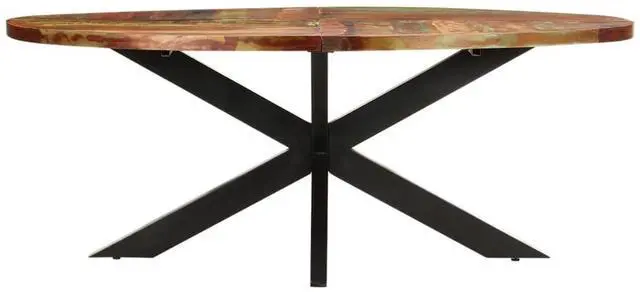 Alt view image 2 of 7 - vidaXL Dining Table Oval Solid Reclaimed Wood Home Dinner Dining Bistro Table