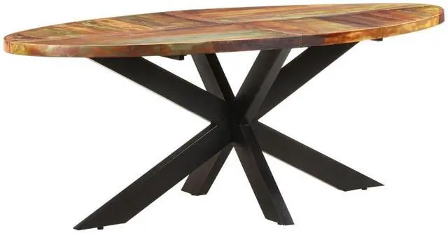 Alt view image 7 of 7 - vidaXL Dining Table Oval Solid Reclaimed Wood Home Dinner Dining Bistro Table