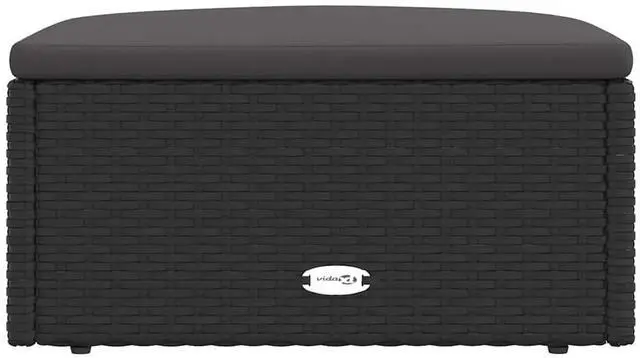 Alt view image 3 of 7 - vidaXL Patio Furniture Ottoman Wicker Footstool with Cushion Black Poly Rattan