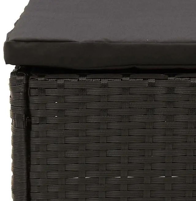 Alt view image 6 of 7 - vidaXL Patio Furniture Ottoman Wicker Footstool with Cushion Black Poly Rattan