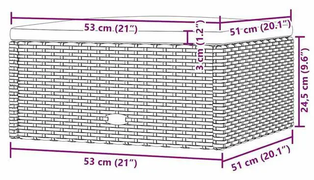 Alt view image 7 of 7 - vidaXL Patio Furniture Ottoman Wicker Footstool with Cushion Black Poly Rattan