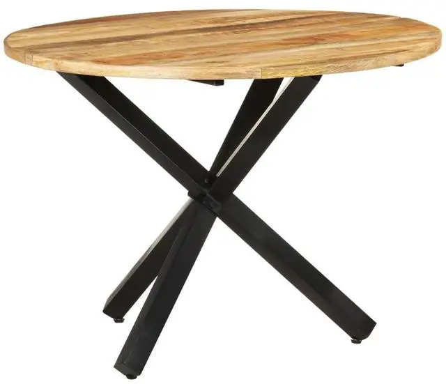 Alt view image 9 of 15 - vidaXL Dining Table Round 39.3"x39.3"x29.5" Rough Mango Wood