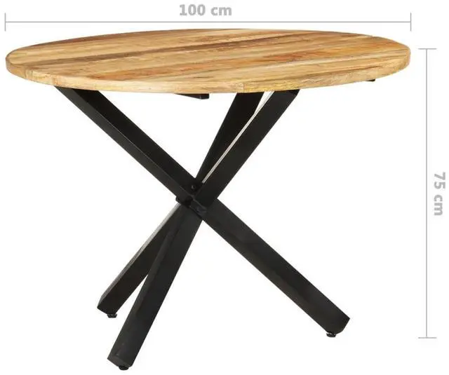Alt view image 14 of 15 - vidaXL Dining Table Round 39.3"x39.3"x29.5" Rough Mango Wood
