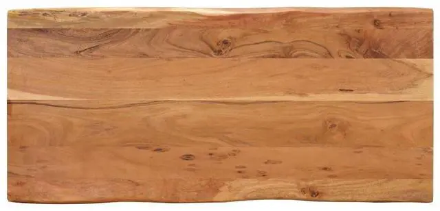 Alt view image 6 of 7 - vidaXL Dining Table, Natural Edges Tabletop with Black Power-Coated Steel Legs, Rustic Design Bistro Table for Dining Room, Kitchen, Solid Acacia Wood, 43.3''x19.6''x30''