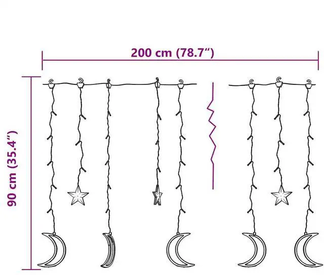 Alt view image 4 of 7 - vidaXL Star and Moon Fairy Lights Remote Control 138 LED Cold White