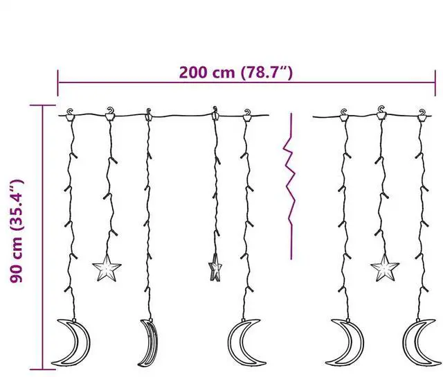 Alt view image 4 of 7 - vidaXL Star and Moon Fairy Lights Remote Control 138 LED Blue