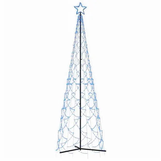 Alt view image 2 of 7 - vidaXL Christmas Cone Tree Blue 500 LEDs 39.4"x118.1"