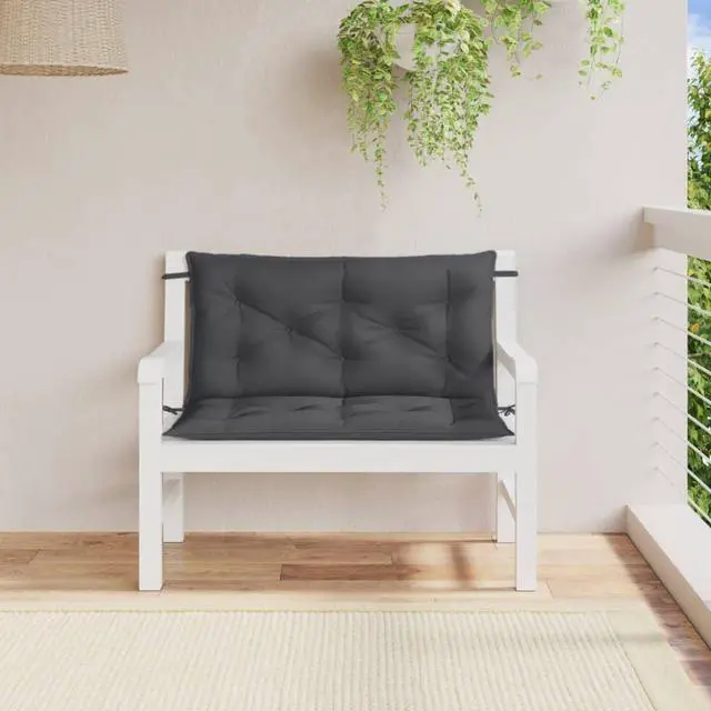 Alt view image 3 of 7 - vidaXL Garden Bench Cushion Melange Anthracite 100% Polyester 39.4x19.7 in