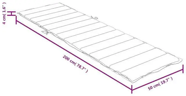 Alt view image 4 of 7 - vidaXL Sun Lounger Cushion Melange Anthracite 100% Polyester Large