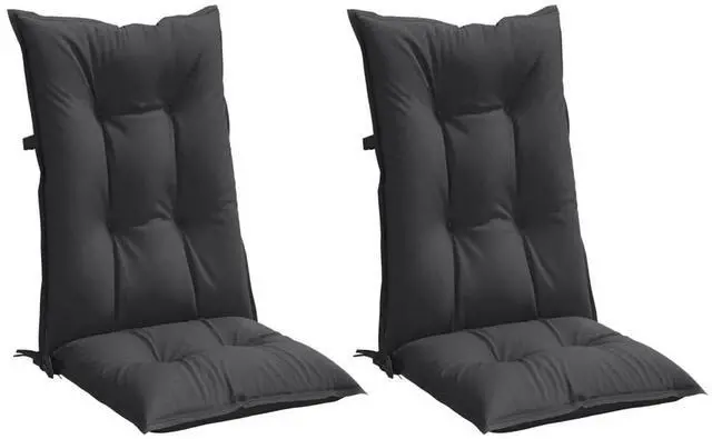Alt view image 3 of 7 - vidaXL Highback Chair Cushion Set of 2 Melange Anthracite 100% Polyester