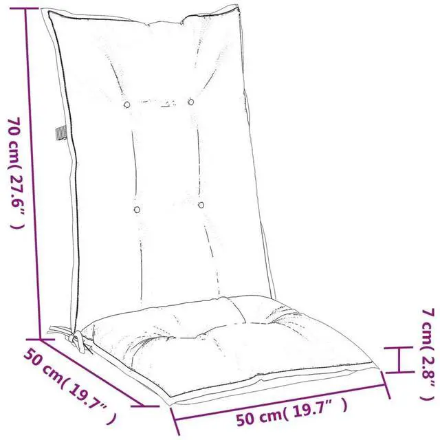 Alt view image 4 of 7 - vidaXL Highback Chair Cushion Set of 2 Melange Anthracite 100% Polyester
