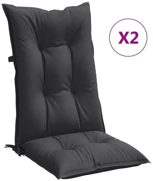 Alt view image 2 of 7 - vidaXL Highback Chair Cushion Set of 2 Melange Anthracite 100% Polyester