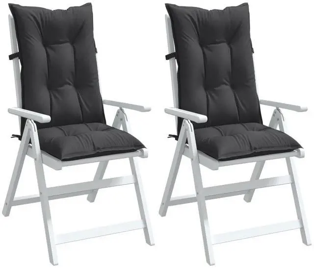 Main image of vidaXL Highback Chair Cushion Set of 2 Melange Anthracite 100% Polyester