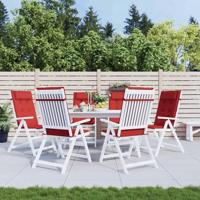 Alt view image 7 of 7 - vidaXL Chair Cushion 6 Pcs Backrest Pillow Patio Cushion Red Oxford Fabric