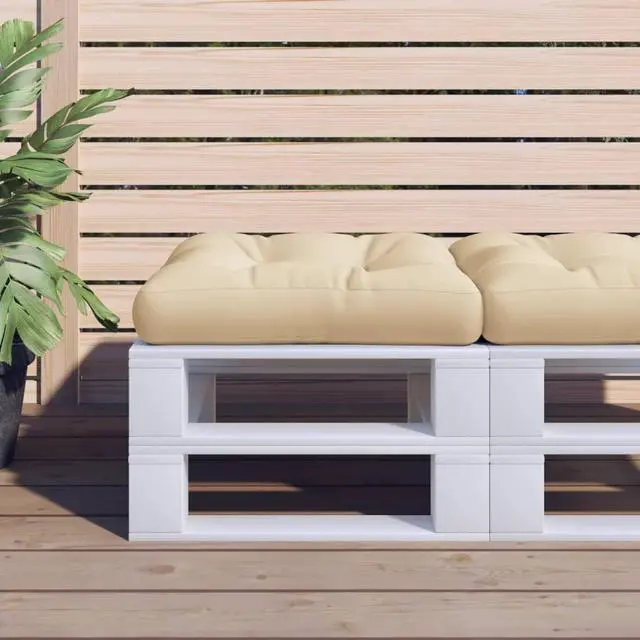 Main image of vidaXL Pallet Cushion Beige 100% polyester 23.6 in x 23.6 in x 4.7 in