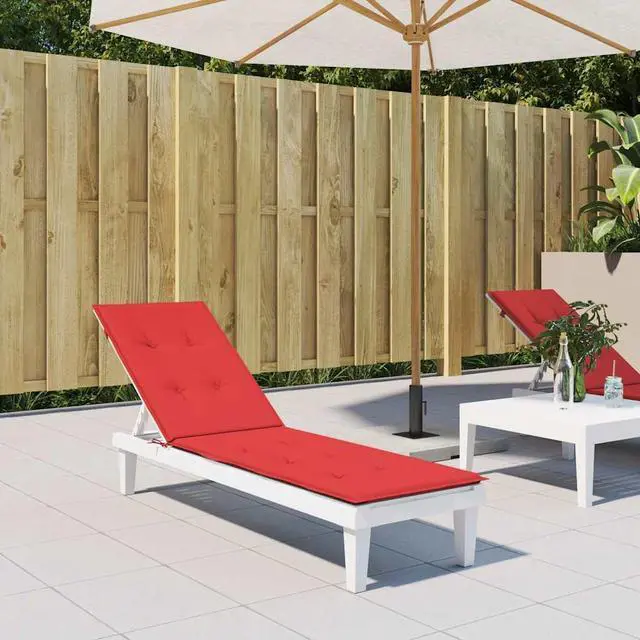 Alt view image 11 of 17 - vidaXL Deck Chair Cushion Red (29.5"+41.3")x19.7"x1.6"