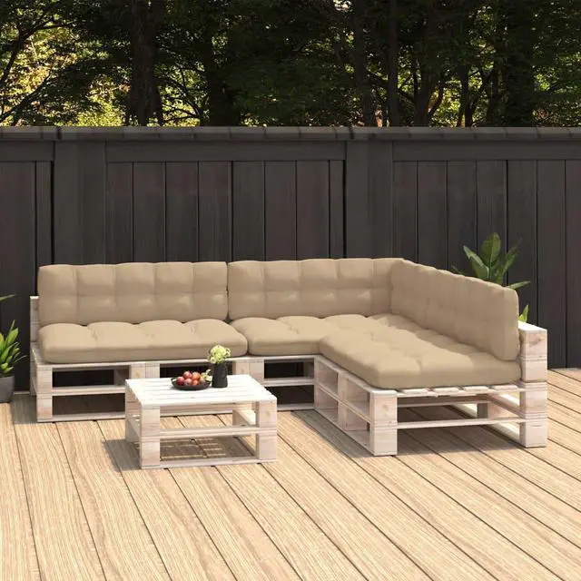 Alt view image 7 of 17 - vidaXL 7x Pallet Sofa Cushions Beige Indoor Outdoor Sofa Seat Chair Cushion