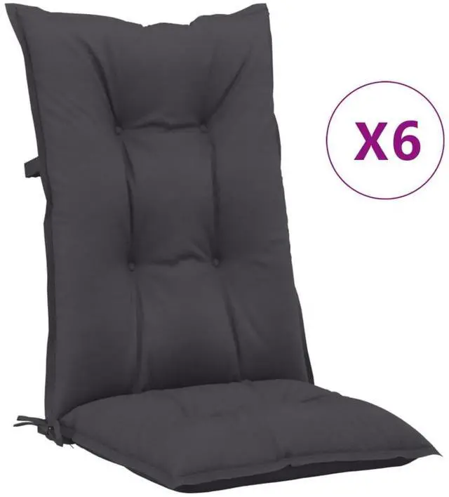 Alt view image 2 of 7 - vidaXL Highback Chair Cushion Set of 6 Anthracite 100% Polyester
