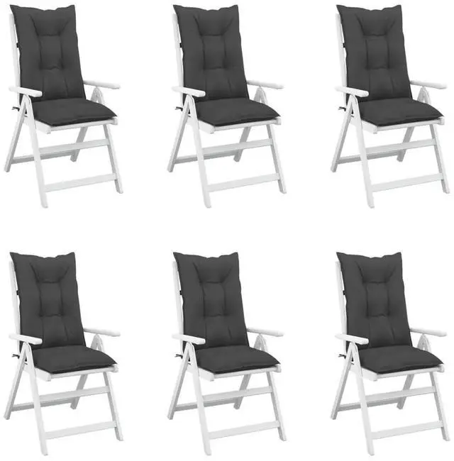 Alt view image 3 of 7 - vidaXL Highback Chair Cushion Set of 6 Anthracite 100% Polyester