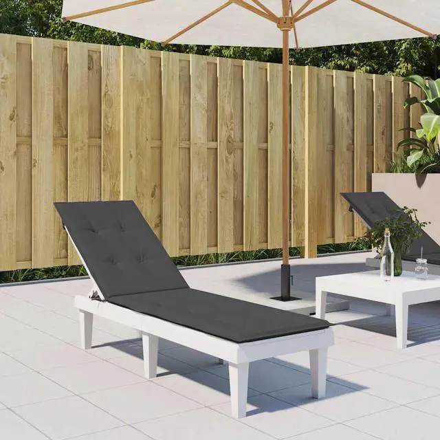 Alt view image 3 of 7 - vidaXL Deck Chair Cushion Melange Anthracite 100% Polyester