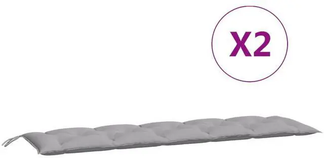 Alt view image 5 of 7 - vidaXL Garden Bench Cushion Set of 2 Grey Oxford fabric, Hollow fiber
