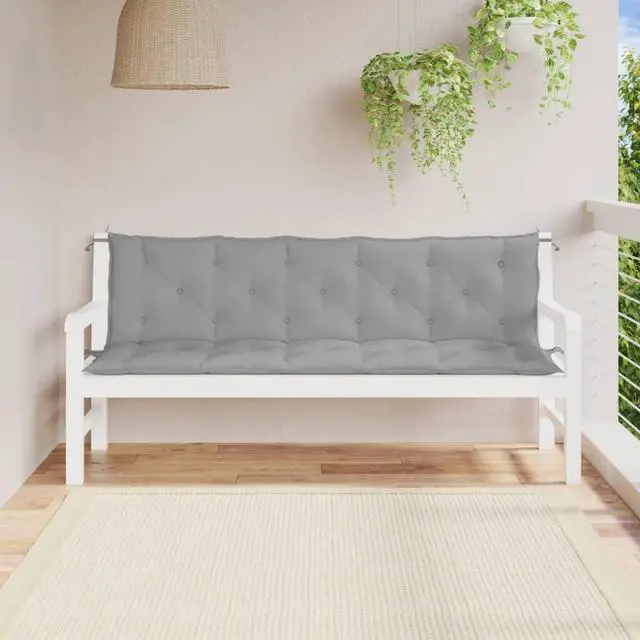 Main image of vidaXL Garden Bench Cushion Set of 2 Grey Oxford fabric, Hollow fiber