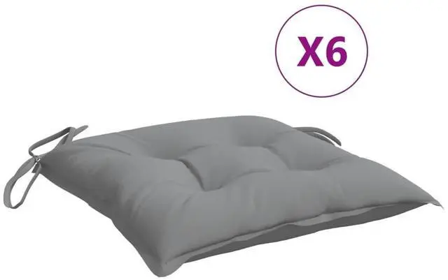 Alt view image 2 of 7 - vidaXL Chair Cushion Set of 6 Grey 100% Polyester 19.7x19.7 in