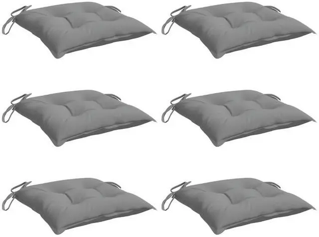 Alt view image 3 of 7 - vidaXL Chair Cushion Set of 6 Grey 100% Polyester 19.7x19.7 in