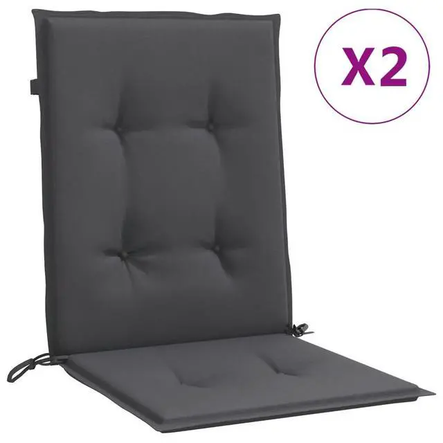 Alt view image 2 of 7 - vidaXL Lowback Chair Cushion Set of 2 Melange Anthracite