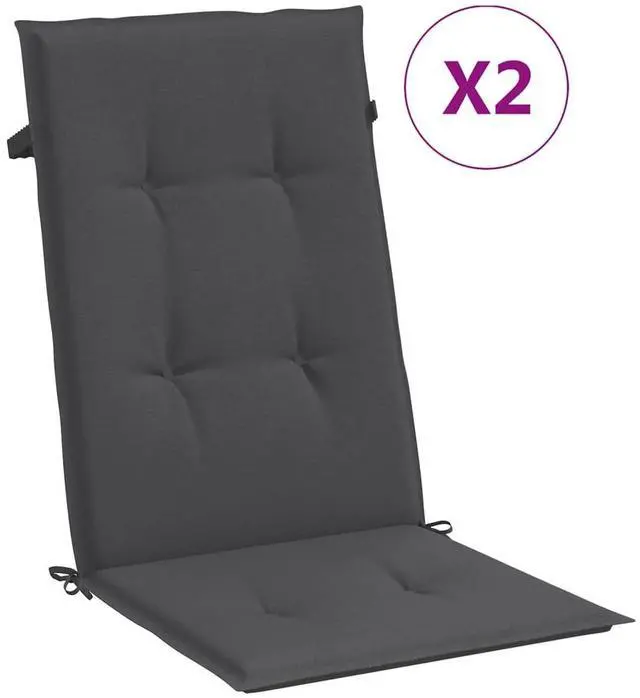 Alt view image 2 of 7 - vidaXL Highback Chair Cushion Set of 2 Melange anthracite
