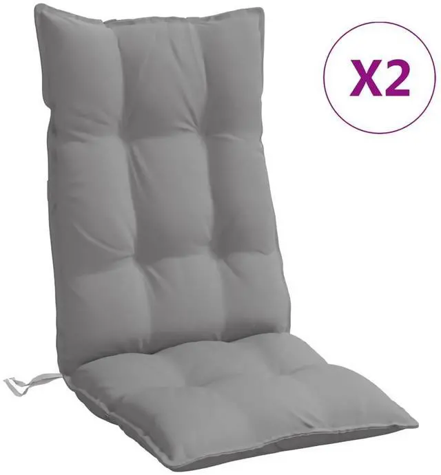Alt view image 2 of 7 - vidaXL Highback Chair Cushion Set of 2 Gray Oxford fabric (100% polyester)