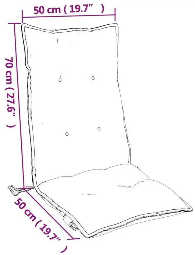 Alt view image 4 of 7 - vidaXL Highback Chair Cushion Set of 2 Gray Oxford fabric (100% polyester)