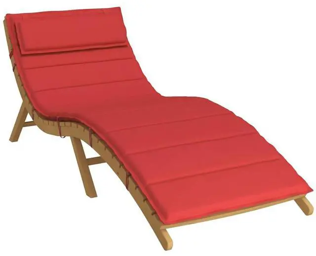 Alt view image 3 of 7 - vidaXL Sun Lounger Cushion Red Oxford fabric (100% polyester), foam fibre