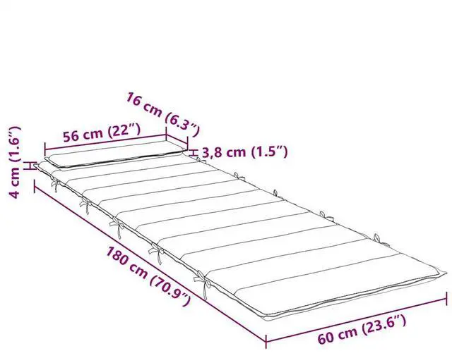 Alt view image 4 of 7 - vidaXL Sun Lounger Cushion Red Oxford fabric (100% polyester), foam fibre