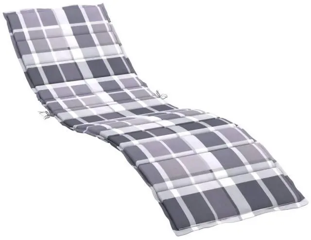 Alt view image 2 of 7 - vidaXL Sun Lounger Cushion Gray check pattern Oxford fabric (100% polyester)