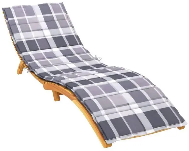 Alt view image 3 of 7 - vidaXL Sun Lounger Cushion Gray check pattern Oxford fabric (100% polyester)