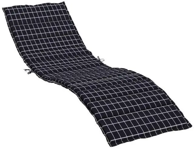Alt view image 2 of 7 - vidaXL Sun Lounger Cushion Black Check Pattern