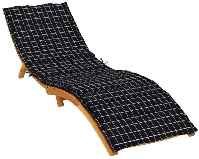 Alt view image 3 of 7 - vidaXL Sun Lounger Cushion Black Check Pattern