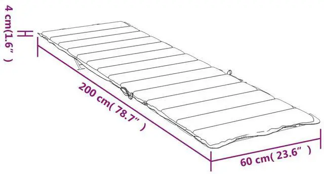 Alt view image 4 of 7 - vidaXL Sun Lounger Cushion Black Check Pattern