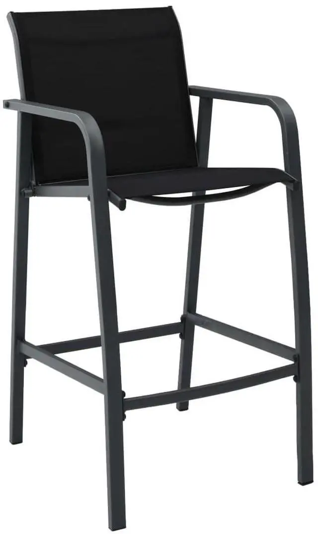 Alt view image 6 of 11 - vidaXL Patio Bar Chairs 2 pcs Black Textilene