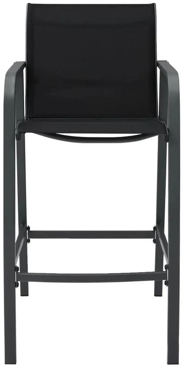 Alt view image 7 of 11 - vidaXL Patio Bar Chairs 2 pcs Black Textilene
